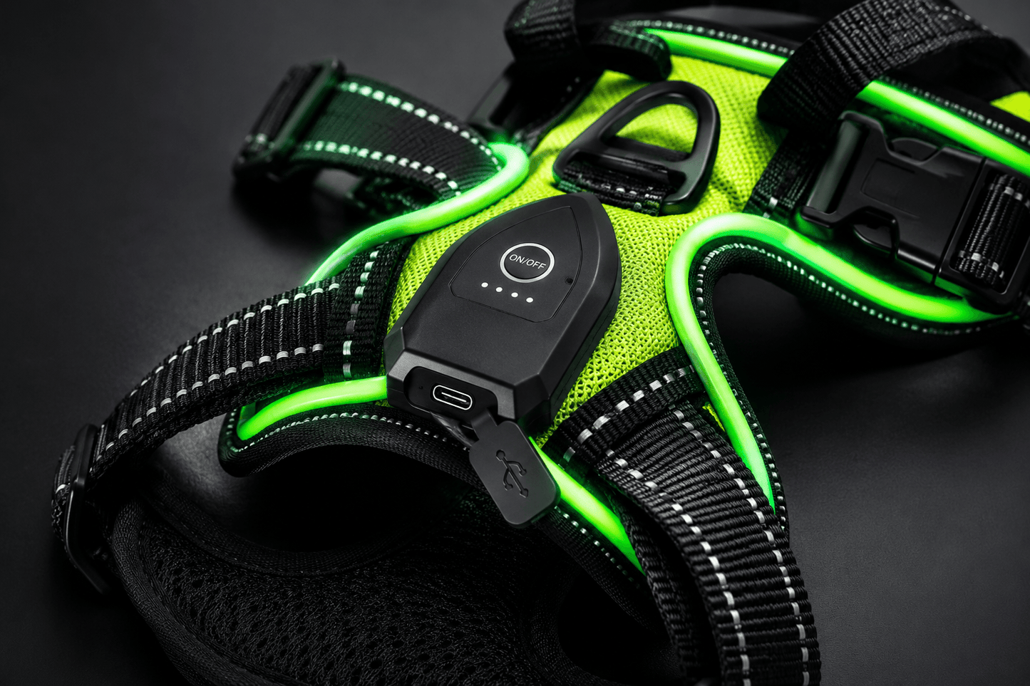 Sentinel Lume LED Dog Harness - High Visibility USB Rechargeable Light Up No Pull Harness - Night Black