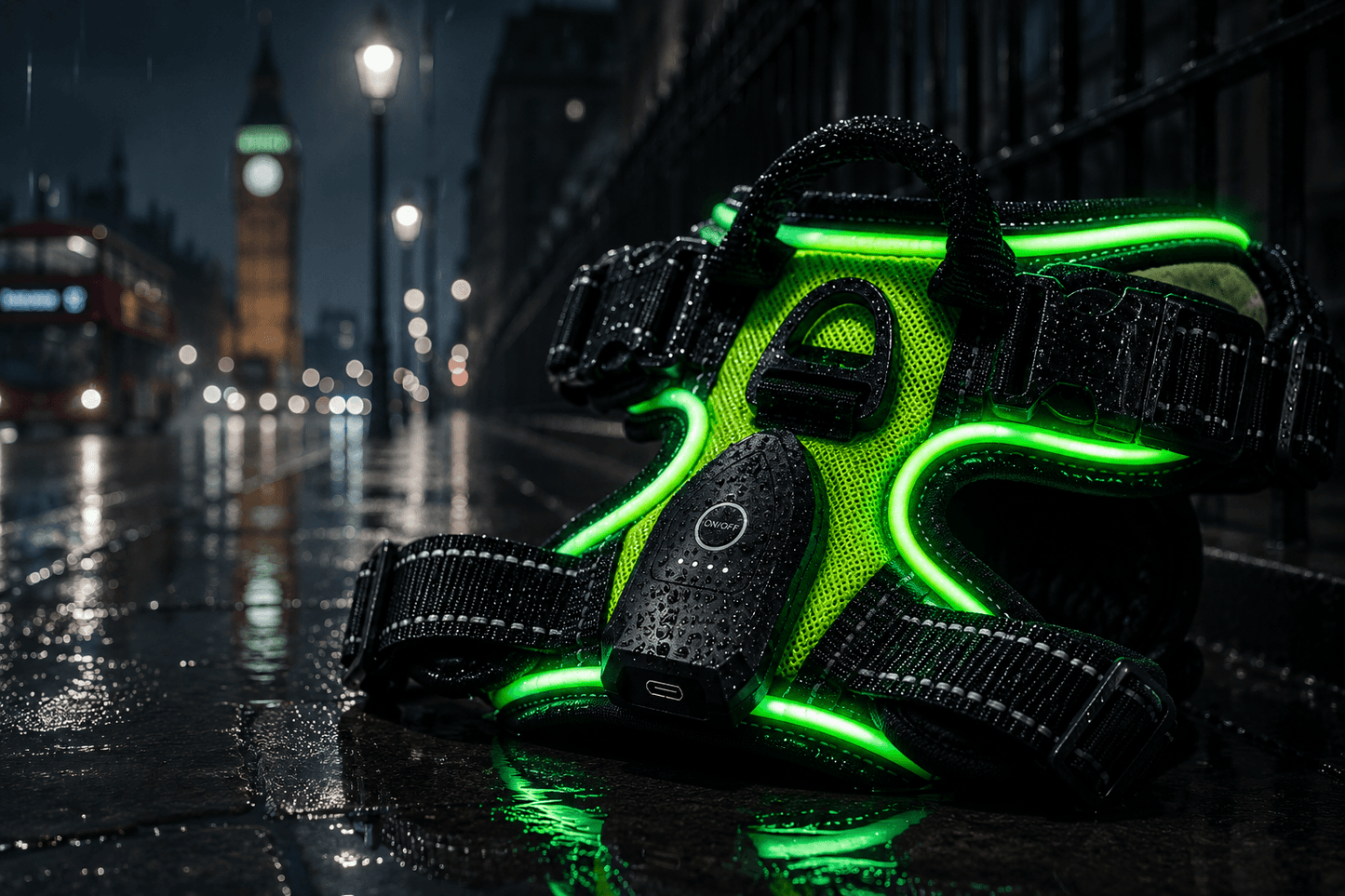 Sentinel Lume LED Dog Harness - High Visibility USB Rechargeable Light Up No Pull Harness - Night Black